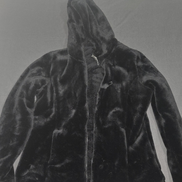 Black Faux Fur Hooded Jacket - Picture 2 of 3